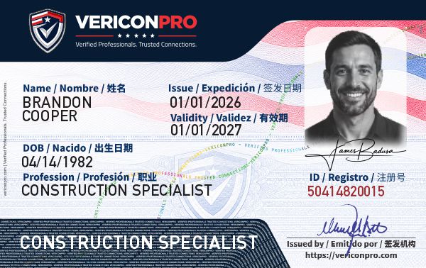 VericonPro verified professional ID card, front